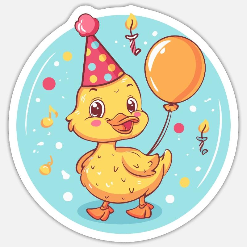 Canard Anniversaire Bébé - Sticker taille S (10 x 10 cm) - blanc mat
