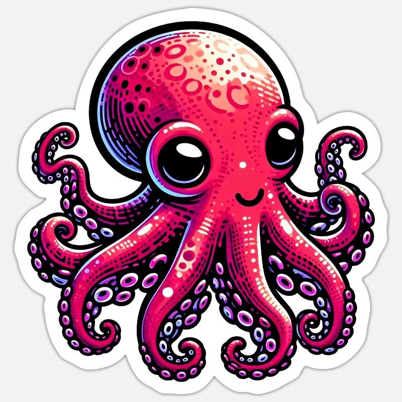 Krake - Sticker Größe S (10 x 10 cm) - Mattweiß