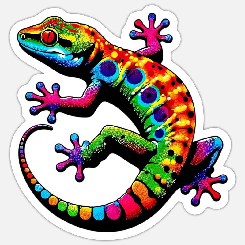 Gecko - Sticker taille S (10 x 10 cm) - blanc mat