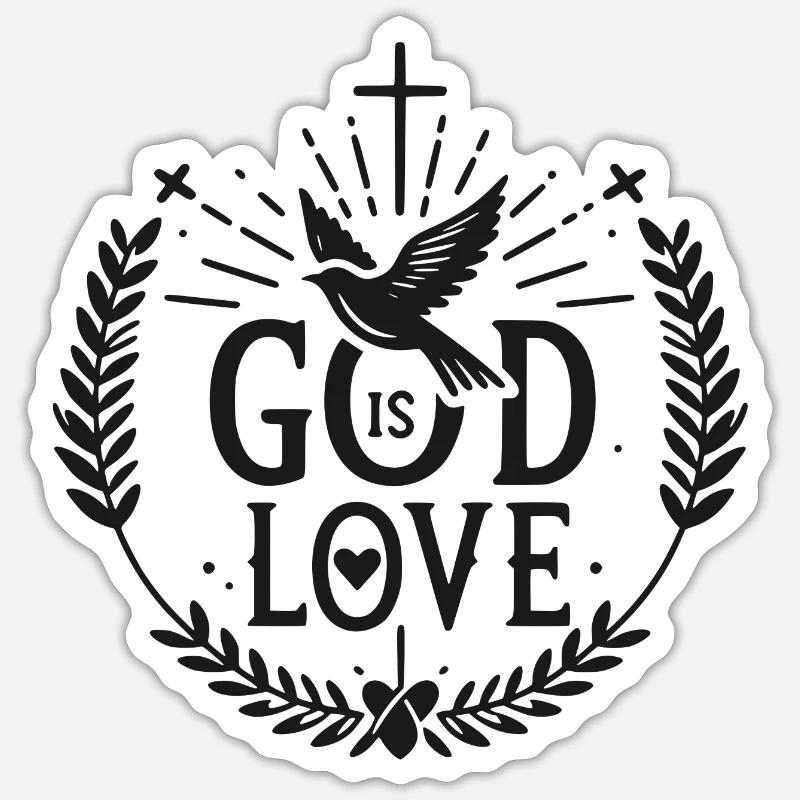 Dieu est Amour - Sticker taille S (10 x 10 cm) - blanc mat