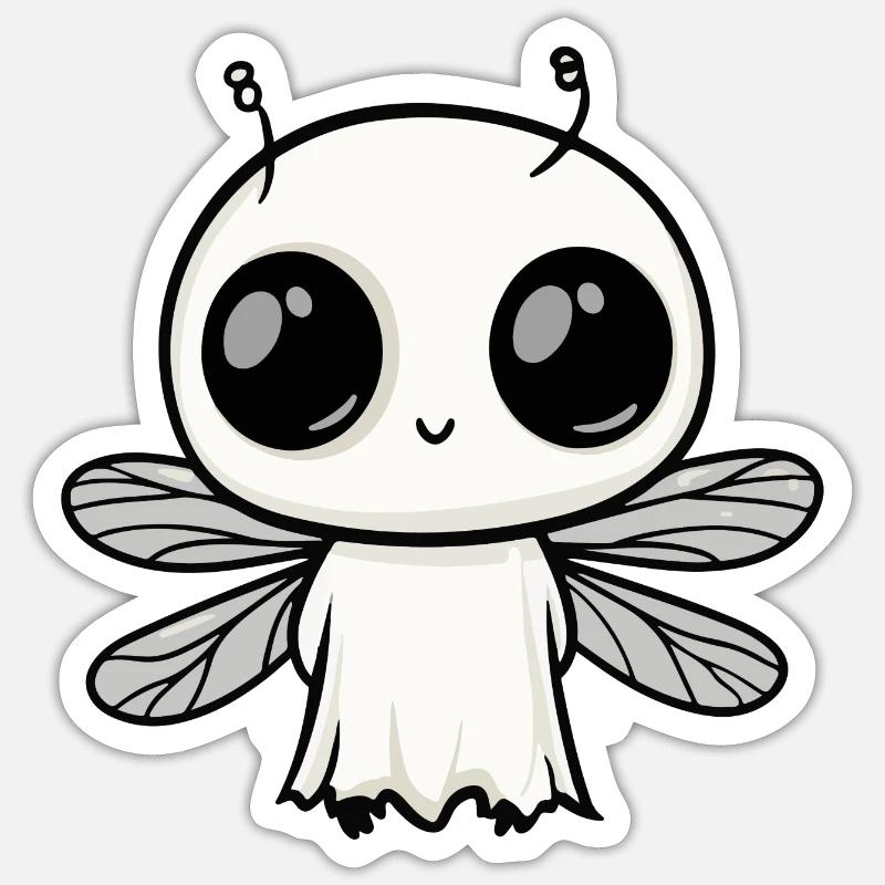 Libelle Halloween Lustig Geist - Sticker Größe S (10 x 10 cm) - Mattweiß
