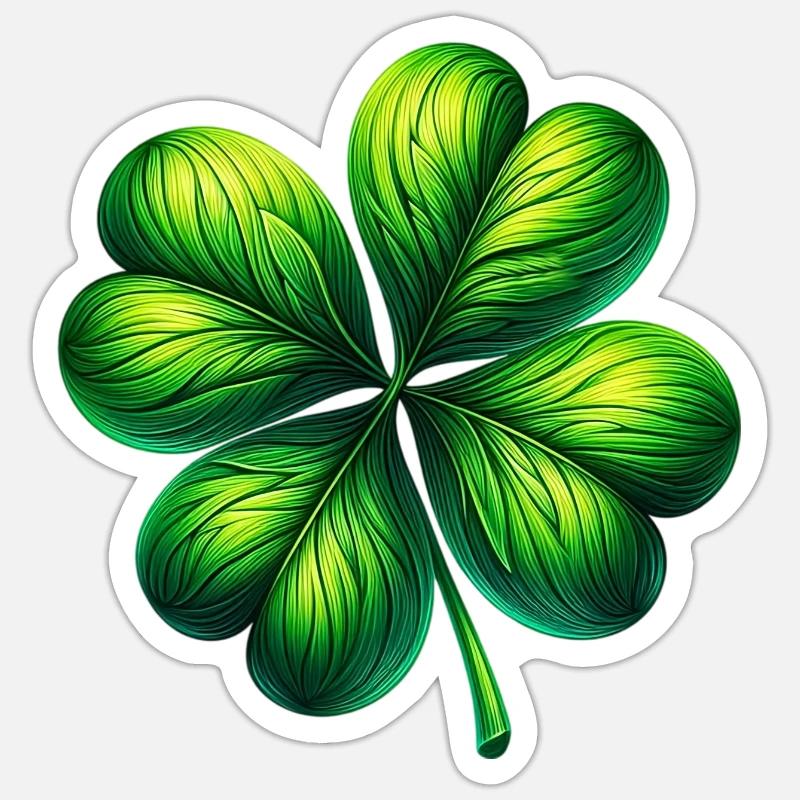 Trèfle à quatre feuilles - Sticker taille S (10 x 10 cm) - blanc mat