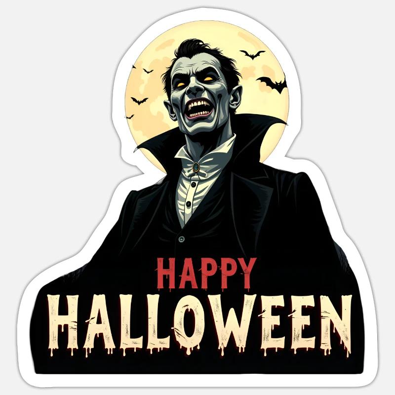 Draculas Halloween-Gruß Sticker Größe S (10 x 10 cm)