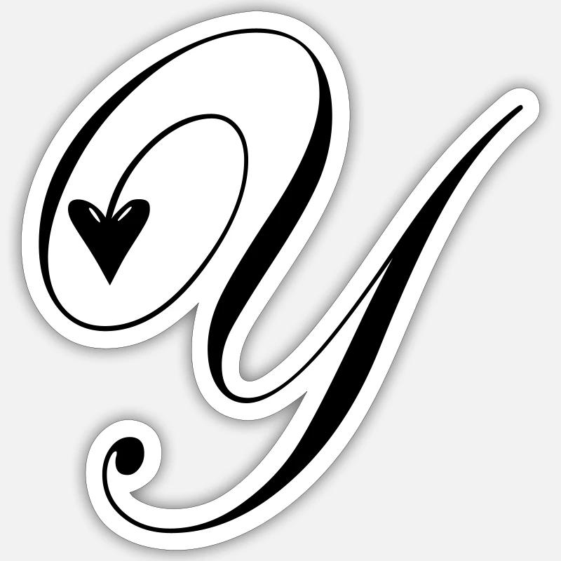Monogramm Y Herz Ranke Sticker Größe S (10 x 10 cm)