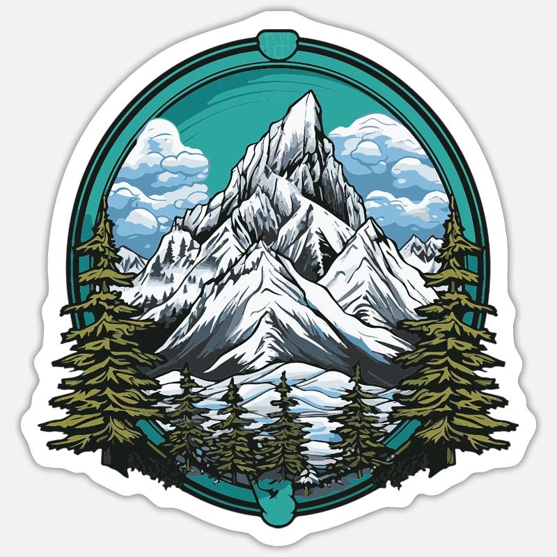 Berge Mountains - Sticker Größe S (10 x 10 cm) - Mattweiß