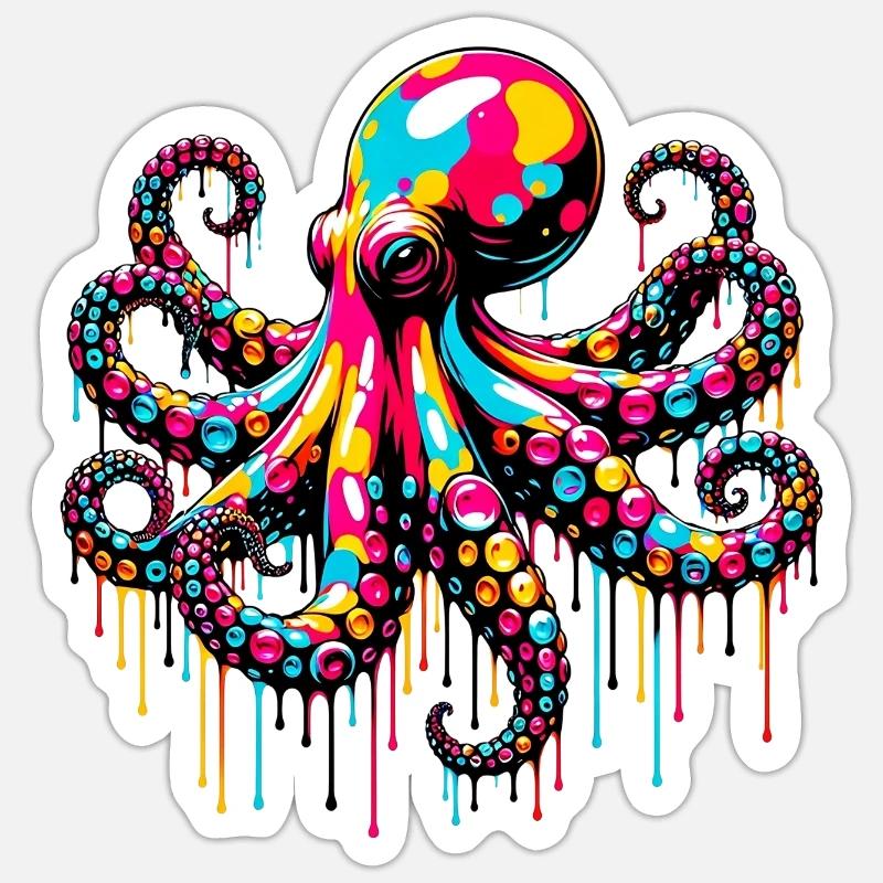 Krake - Sticker Größe S (10 x 10 cm) - Mattweiß