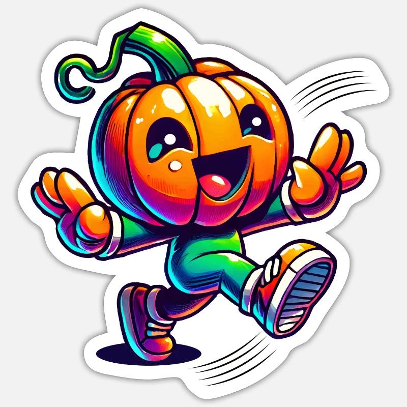 Dancing pumpkin - cute Halloween fun - Sticker size S (10 x 10 cm) - white matte