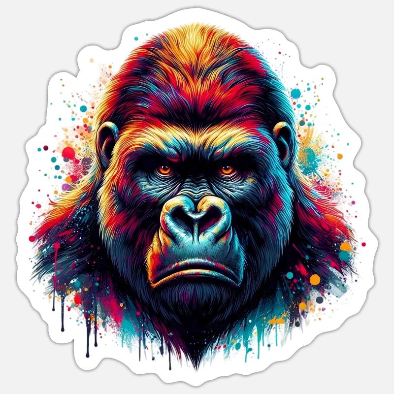 Gorilla - Sticker size S (10 x 10 cm) - white matte