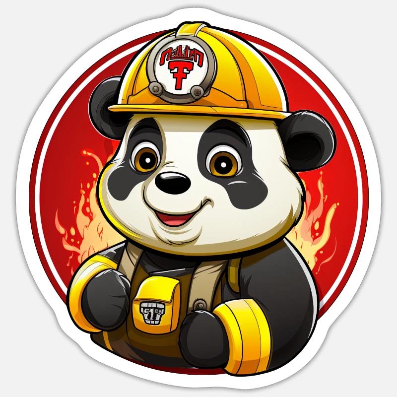 Pompiers Panda - Sticker taille S (10 x 10 cm) - blanc mat