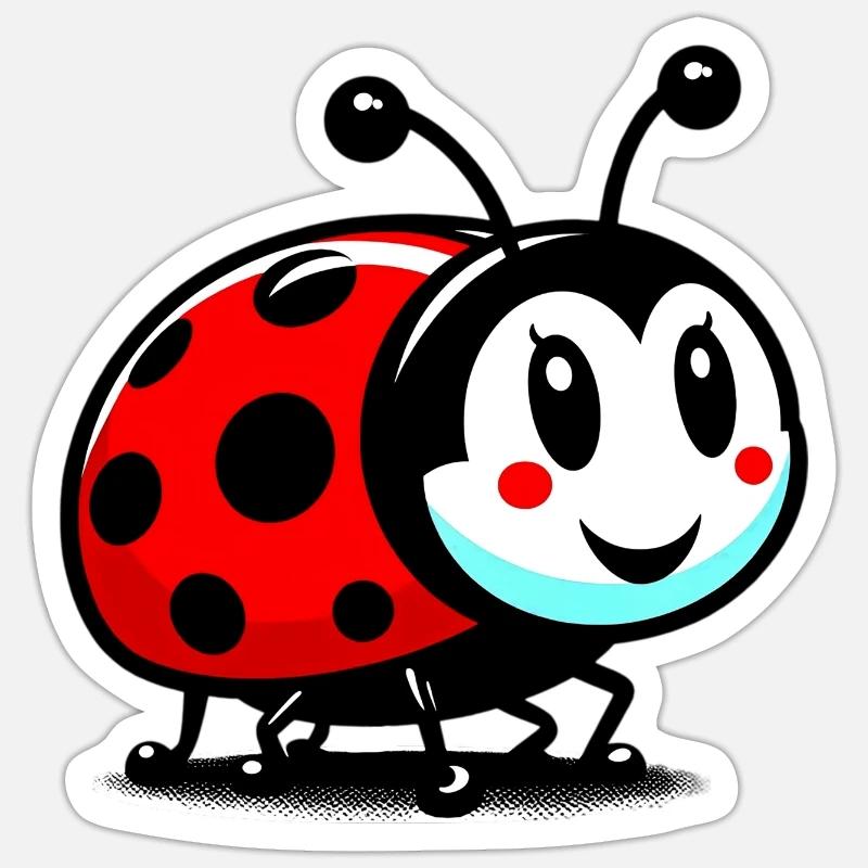 Coccinelle - Sticker taille S (10 x 10 cm) - blanc mat
