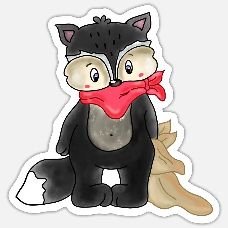 Waschbär mit Schnuffeltuch - Sticker Größe S (10 x 10 cm) - Mattweiß