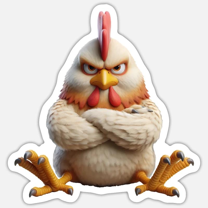 Hahn grimmig 1 - Sticker Größe S (10 x 10 cm) - Mattweiß