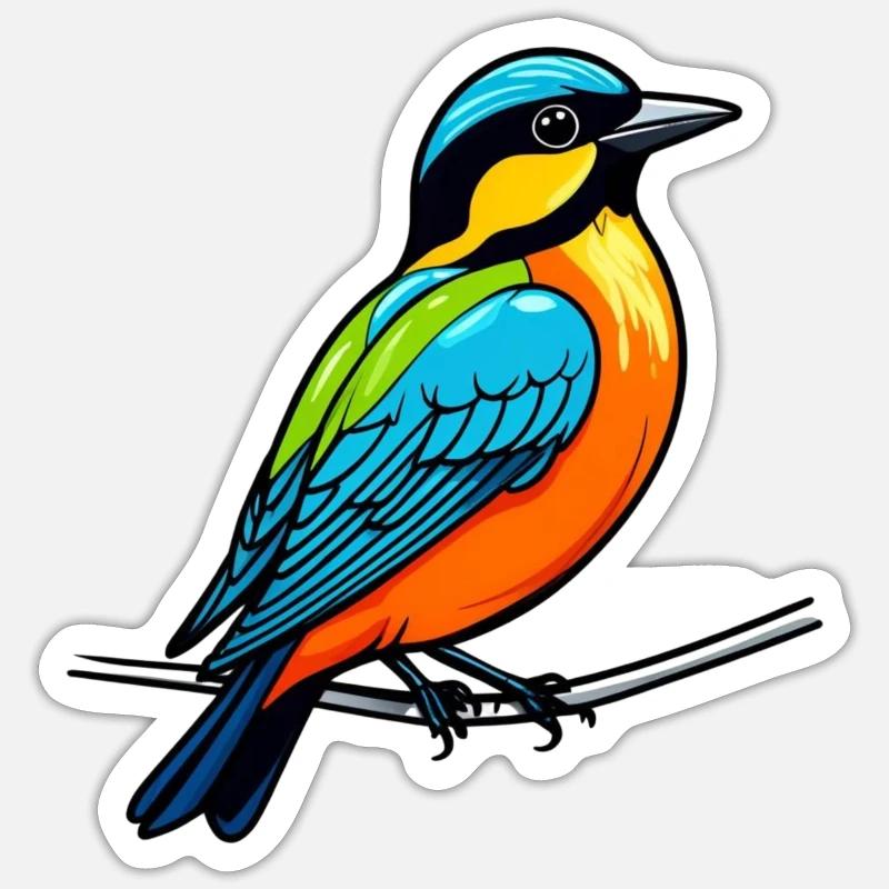 Vogel der auf einen ast Steht - Sticker Größe S (10 x 10 cm) - Mattweiß
