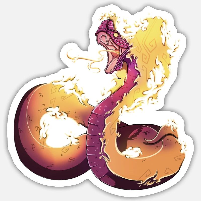 Feuerschlange - Sticker Größe S (10 x 10 cm) - Mattweiß