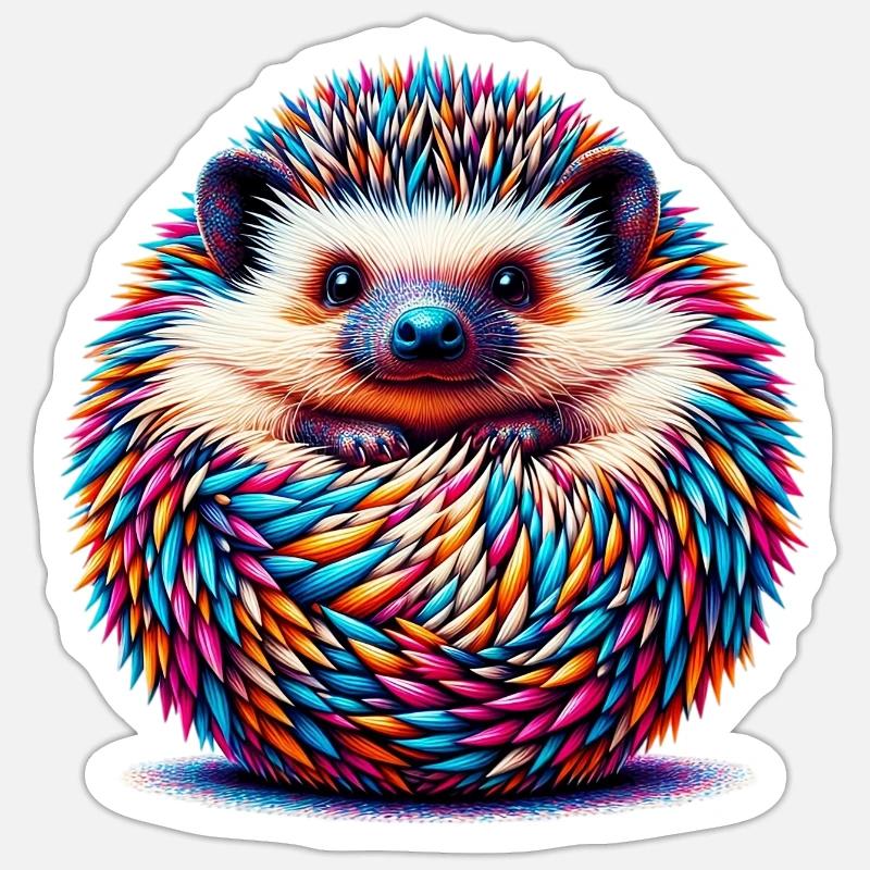 Hérisson - Sticker taille S (10 x 10 cm) - blanc mat