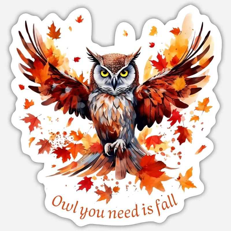 Herbst Eule Sticker Größe S (10 x 10 cm)