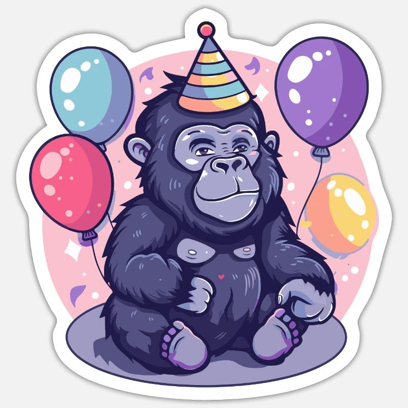 Gorilla Birthday Comic - Sticker size S (10 x 10 cm) - white matte