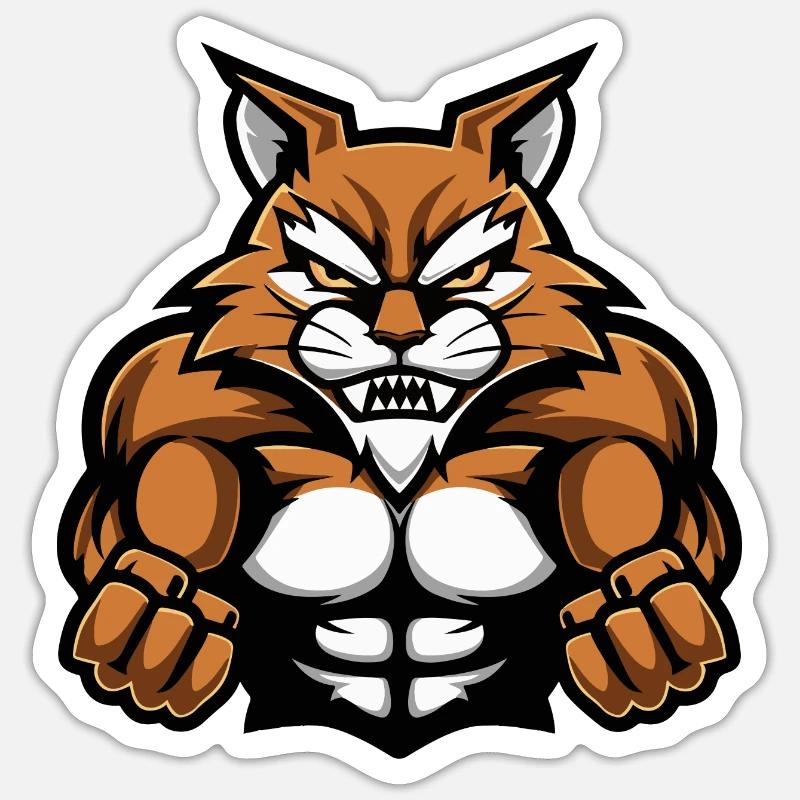 Katze Muskeln Workout - Sticker Größe S (10 x 10 cm) - Mattweiß