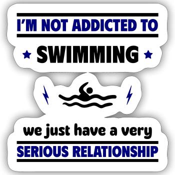 Je ne suis pas accro à la natation - Sticker taille S (10 x 10 cm) - blanc mat - Devant