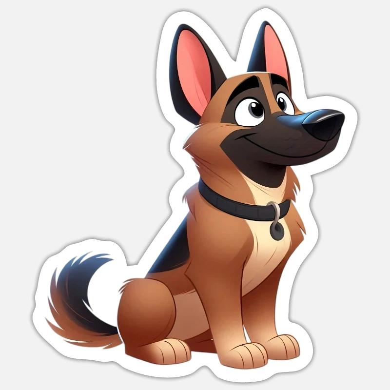 malinois 13 - Sticker taille S (10 x 10 cm) - blanc mat