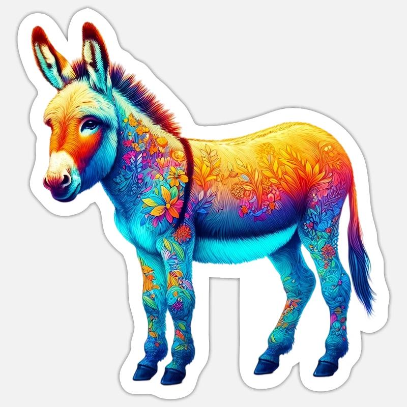 Mule âne - Sticker taille S (10 x 10 cm) - blanc mat