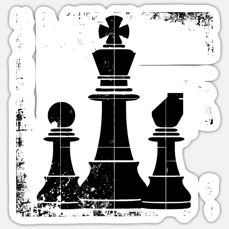 Chess Pieces Drawing - Sticker size S (10 x 10 cm) - white matte