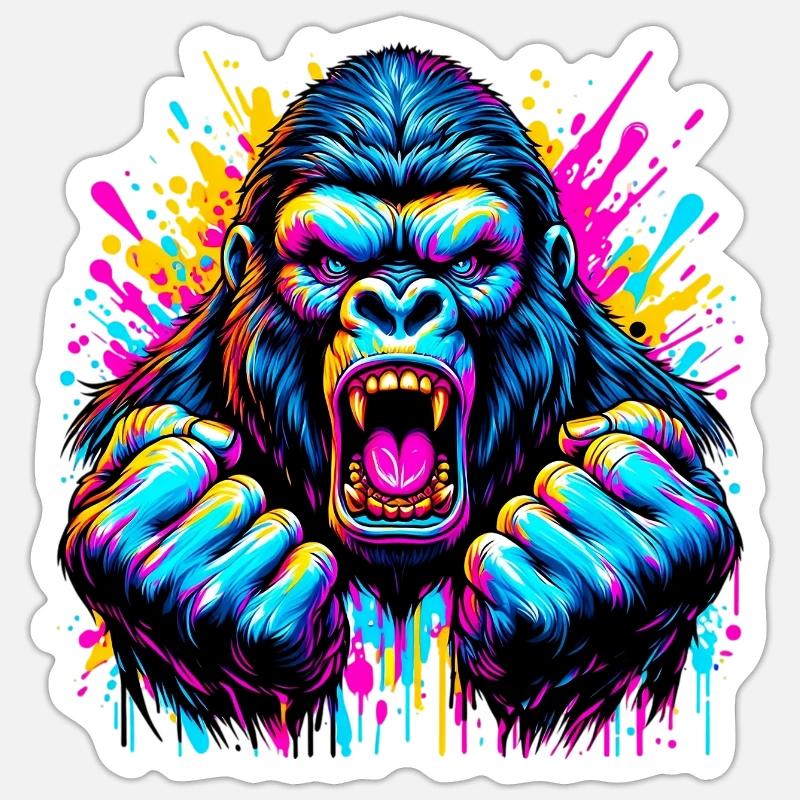 Gorilla - Sticker size S (10 x 10 cm) - white matte