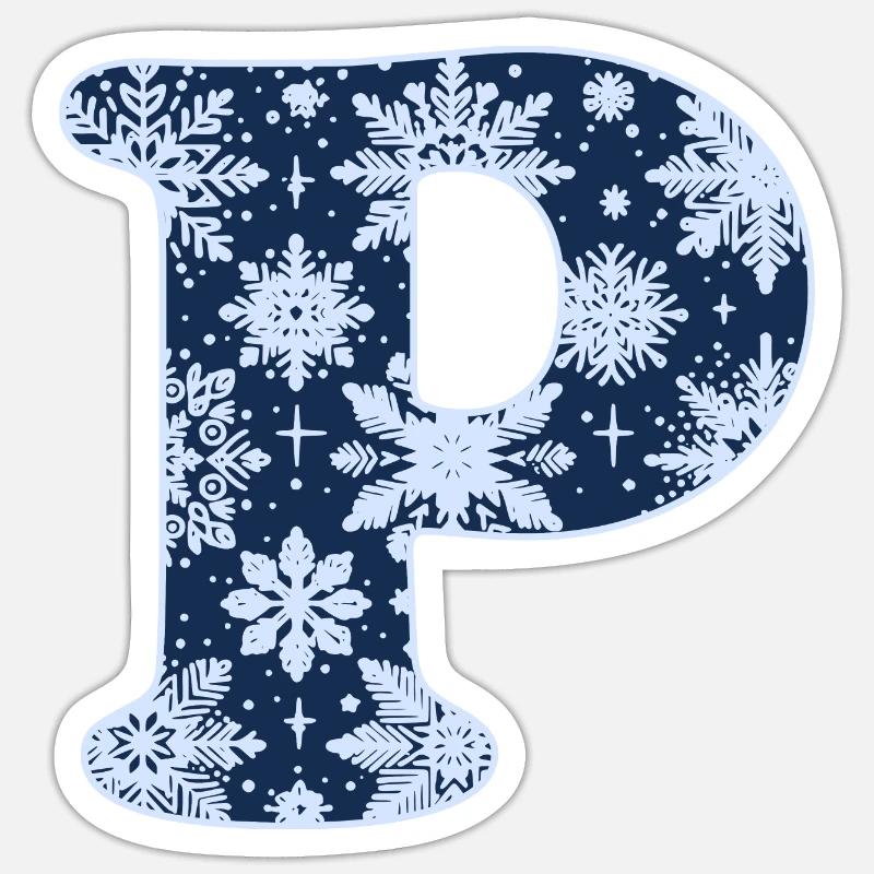 Buchstabe P Schneeflocken - Sticker Größe S (10 x 10 cm) - Mattweiß