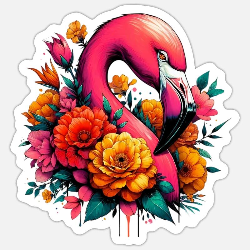 Flamingo - Sticker Größe S (10 x 10 cm) - Mattweiß
