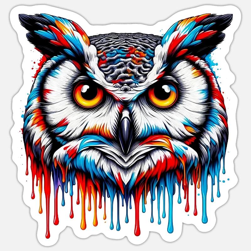 Eule - Sticker Größe S (10 x 10 cm) - Mattweiß