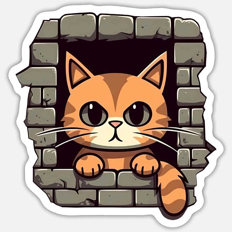 Chat mignon - Sticker taille S (10 x 10 cm) - blanc mat