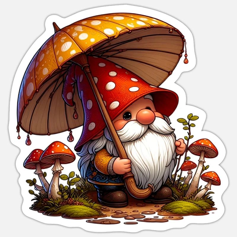 Gnome - Sticker taille S (10 x 10 cm) - blanc mat