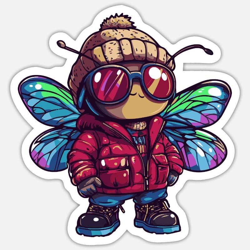 Libelle Winter - Sticker Größe S (10 x 10 cm) - Mattweiß