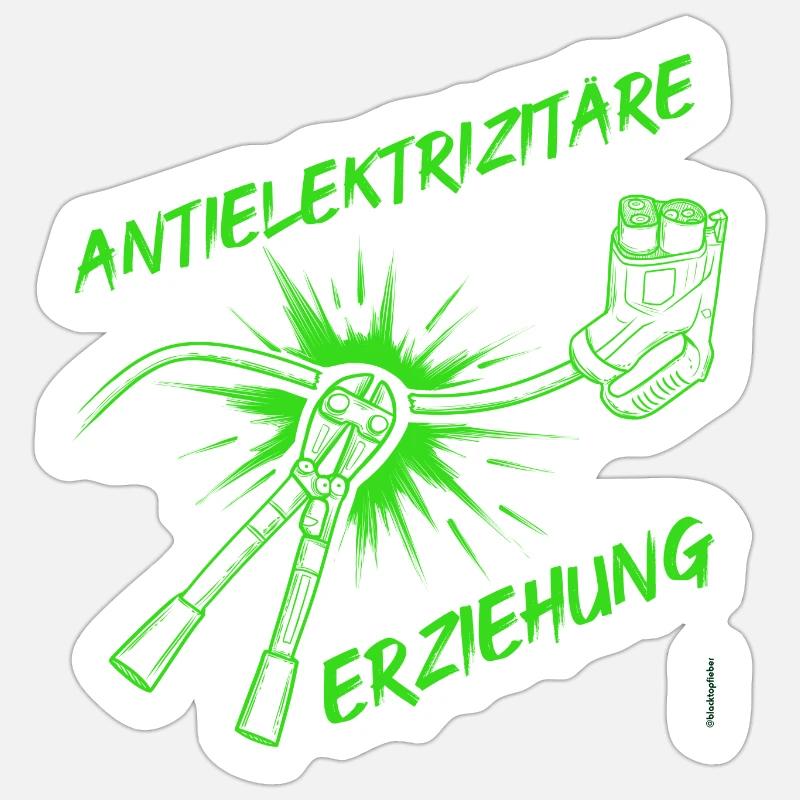 Éducation anti-électrifique – Vert - Sticker taille S (10 x 10 cm) - blanc mat