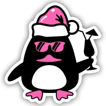 Noël du canard de plage - Sticker taille S (10 x 10 cm) - blanc mat - Devant