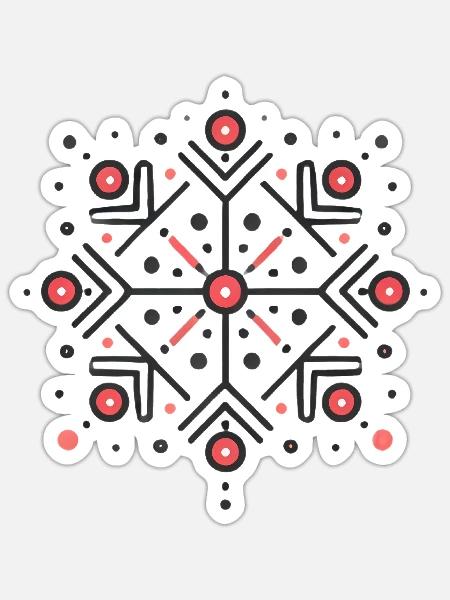 Elegantes rotes Schneeflocken-Abzeichen-Design - Sticker Größe S (10 x 10 cm) - Mattweiß