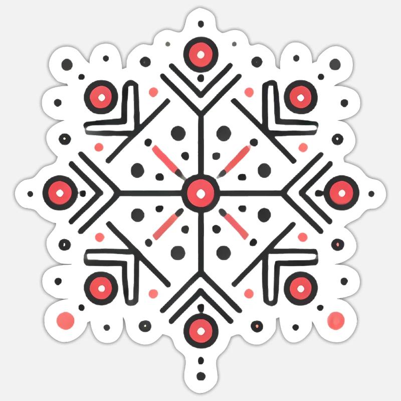 Elegant Red Snowflake Badge Design - Sticker size S (10 x 10 cm) - white matte
