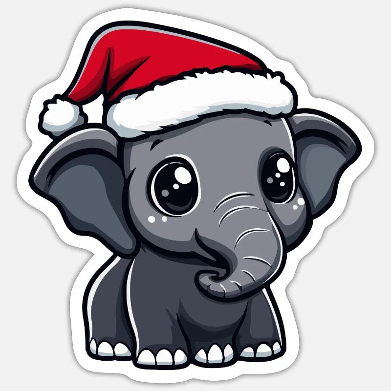 Noël mammouth Noël - Sticker taille S (10 x 10 cm) - blanc mat