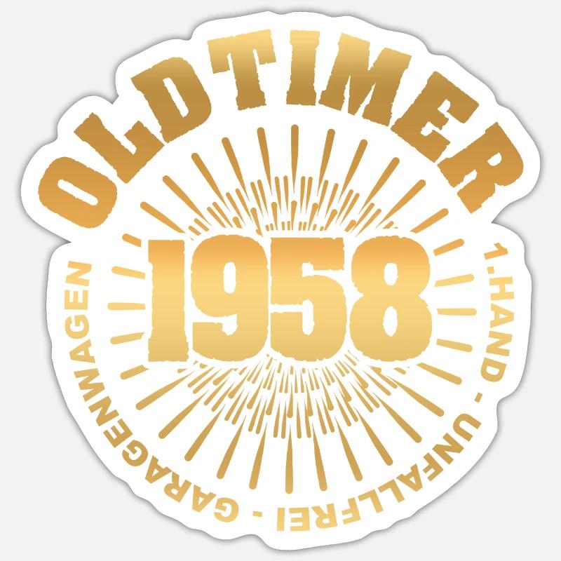 Oldtimer 1958 - Sticker taille S (10 x 10 cm) - blanc mat