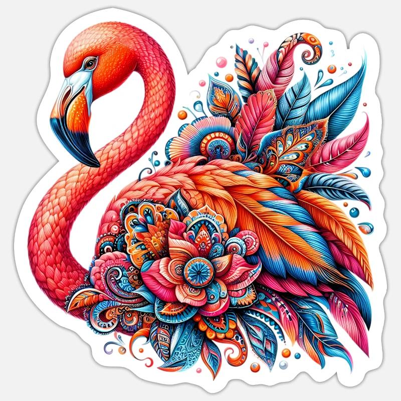 Flamant - Sticker taille S (10 x 10 cm) - blanc mat