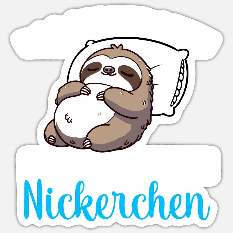 Faultier Schlafshirt Dickerchen macht Nickerchen - Sticker Größe S (10 x 10 cm) - Mattweiß