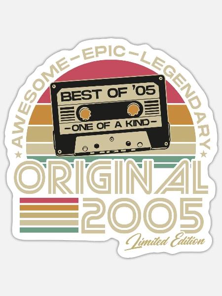 2005 Jahrgang Vintage Retro Geburtstag Geschenk - Sticker Größe S (10 x 10 cm) - Mattweiß