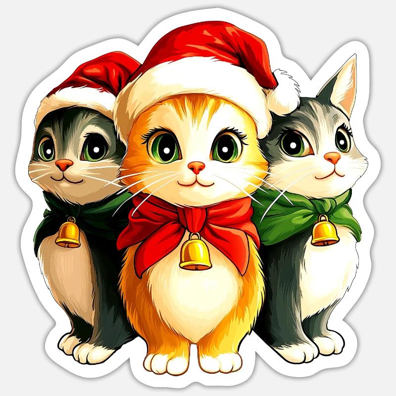 Weihnachten Kätzchen - Sticker Größe S (10 x 10 cm) - Mattweiß
