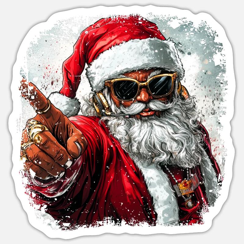 Rapper Weihnachtsmann Sticker Größe S (10 x 10 cm)