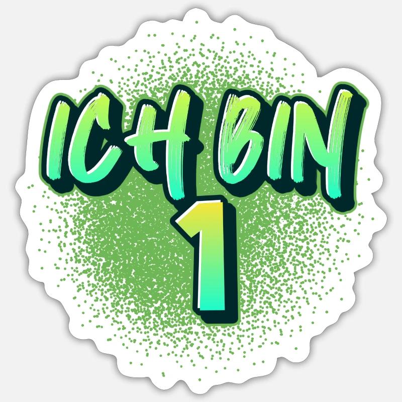 Ich bin 1 – Farbenfrohes Geburtstagsdesign Sticker Größe S (10 x 10 cm)