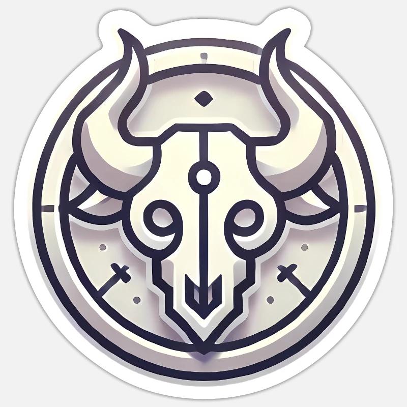 Conception minimaliste de l’insigne du crâne de taureau Sticker taille S (10 x 10 cm)