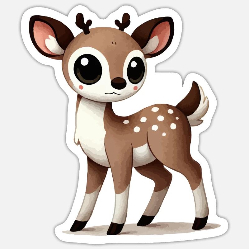 Dessin animé de cerf - Sticker taille S (10 x 10 cm) - blanc mat
