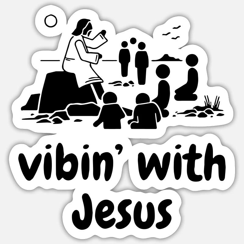 vibrer avec Jésus Sticker taille S (10 x 10 cm)