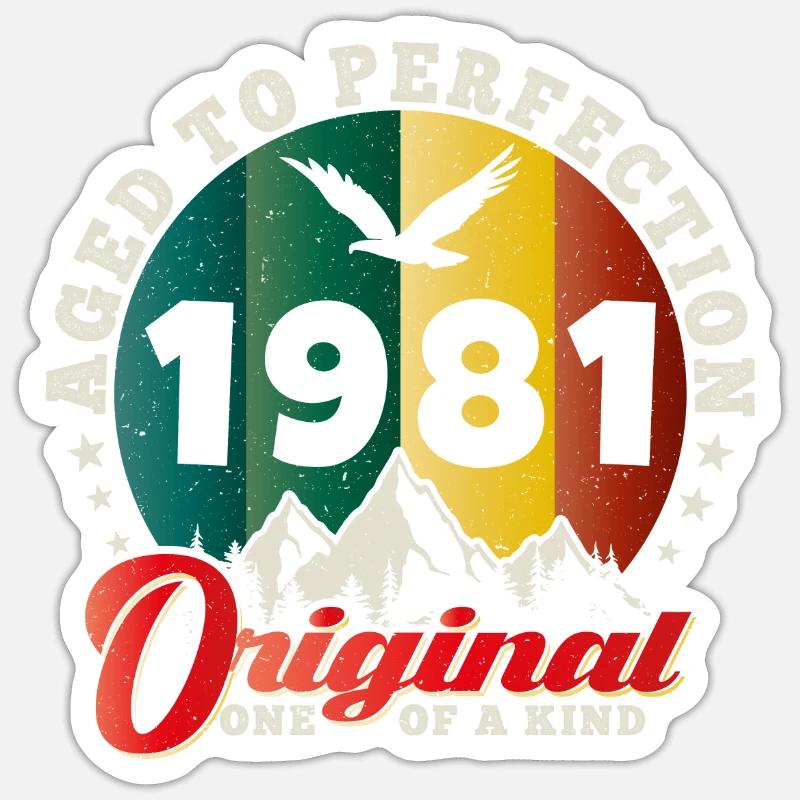 Vintage Geburtstag 1981 - 1981 Retro Geschenkidee - Sticker Größe S (10 x 10 cm) - Mattweiß