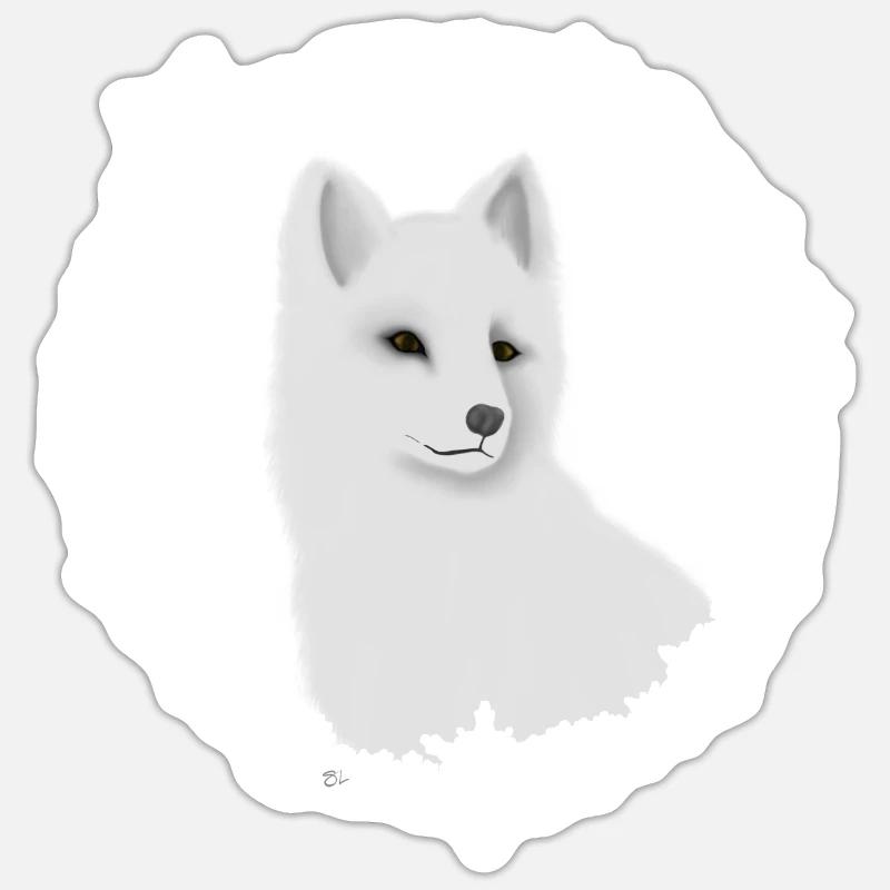 Renard polaire - Sticker taille S (10 x 10 cm) - blanc mat